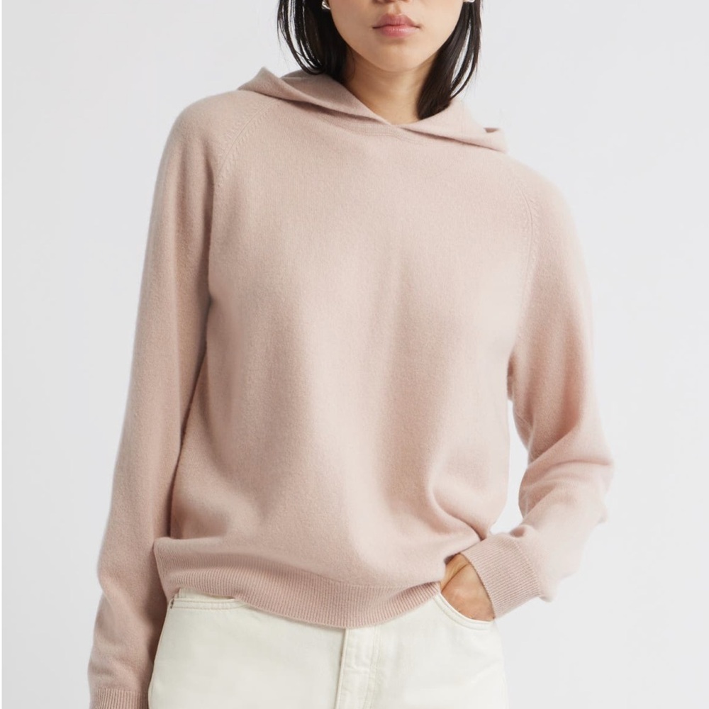 Nordstrom Ivory Cashmere Hoodie Sweater Size M